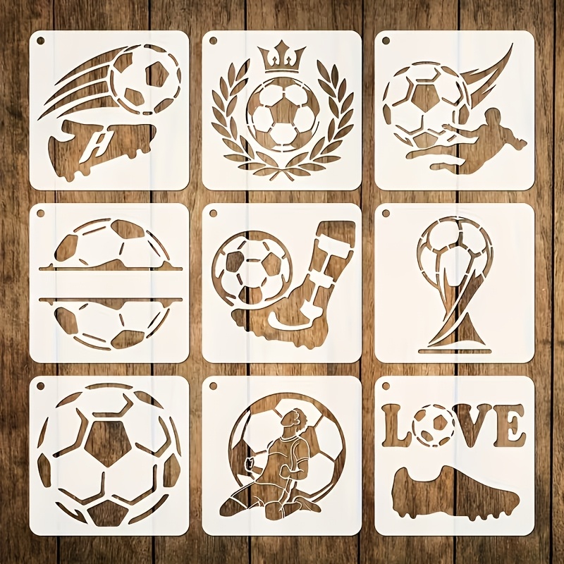 TEMU 9pcs Reusable Plastic Stencil Templates Suitable For Crafts, Themed Paintings And Tattoos - Numbered 1-9 Field With Stb, Lwb, Cm, , Amc, Rwb, Rm