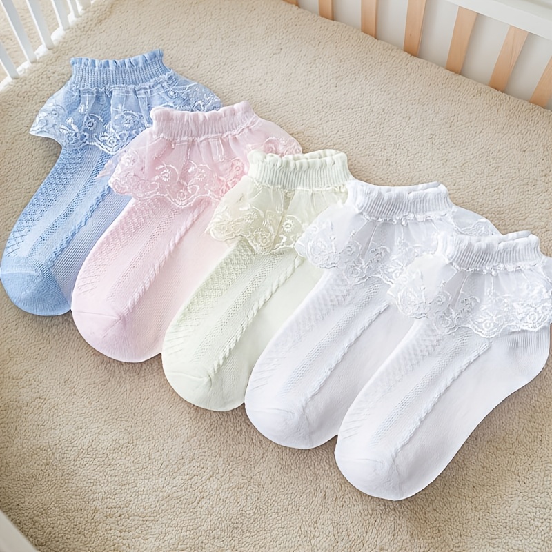 5 Pairs of Girls Socks Lace Ruffle Breathable And Comfortable Dance Princess Socks