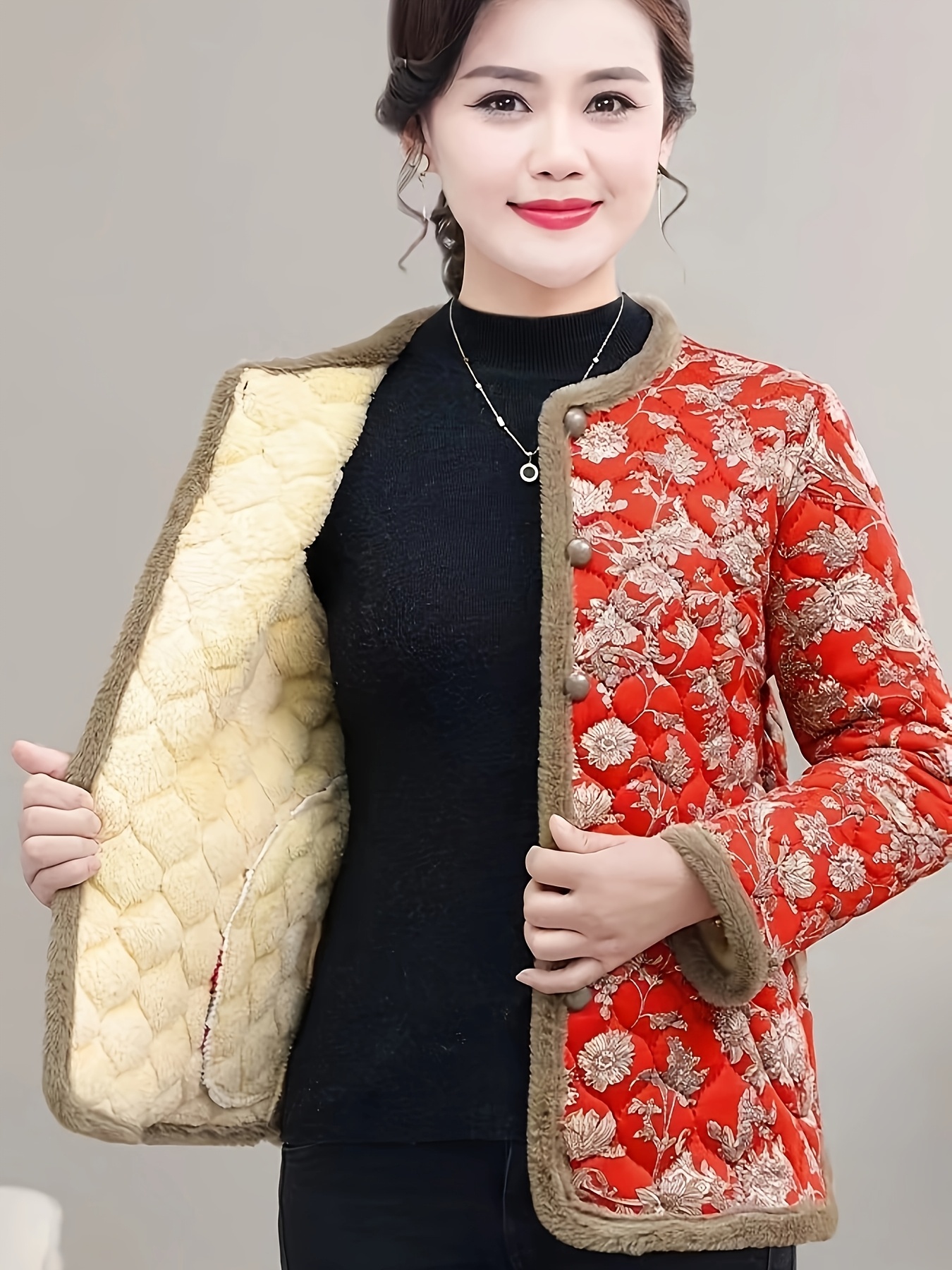 elegant floral collar jacket women's plus size Temu South Africa