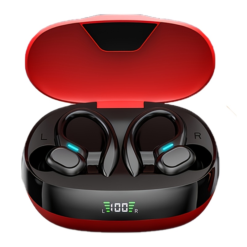 TEMU Wireless Running Earbuds With Ear Hooks, Sports Noise-canceling Earbuds, Led Display, Pure Sound, Built-in Microphone, Wireless 5.0, 200 Mah