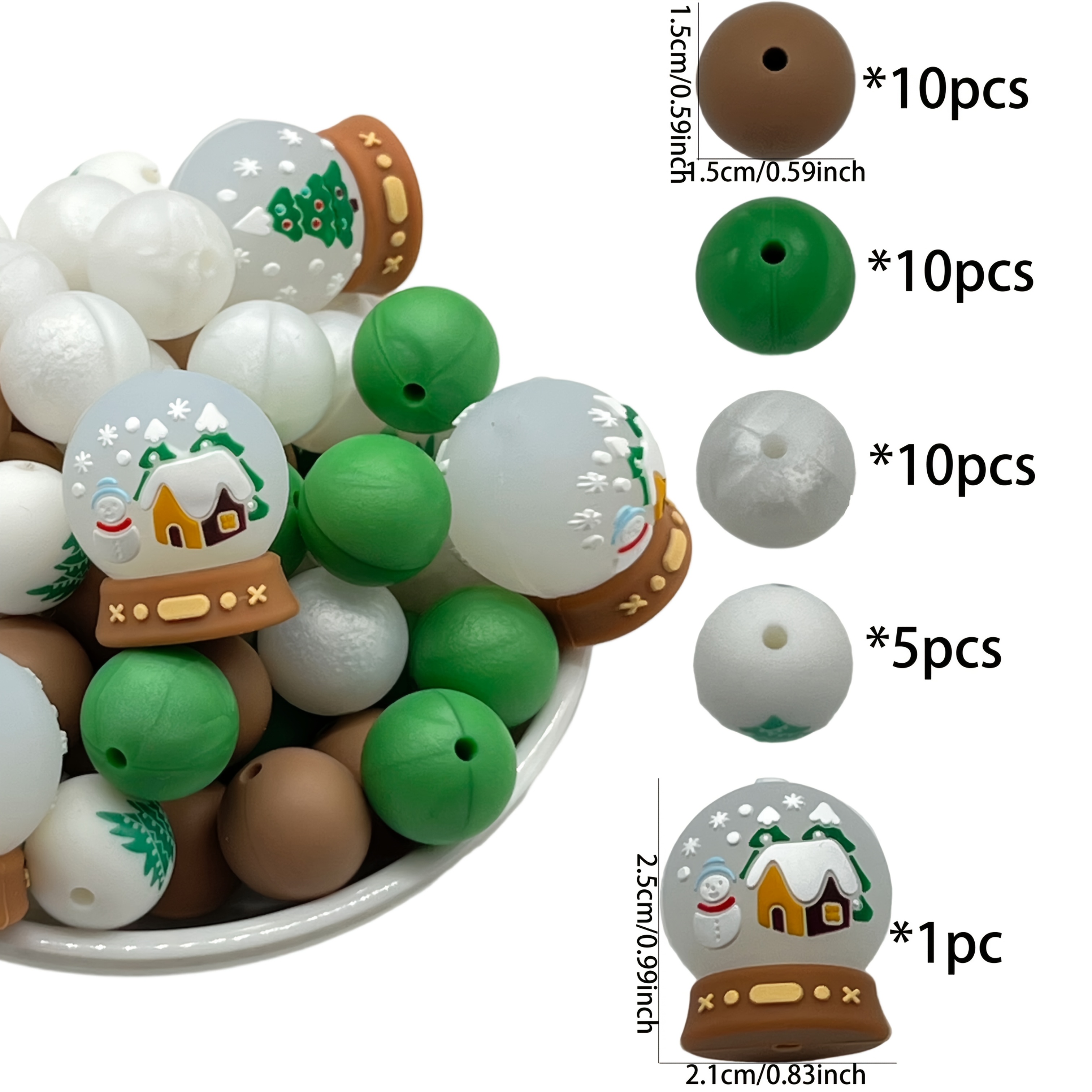 Image of 36pcs Christmas Series Mixed Silicone Beads Decorative Beads Handmade Bag Chain Phone Chain Bracelet Necklace Jewelry Beads