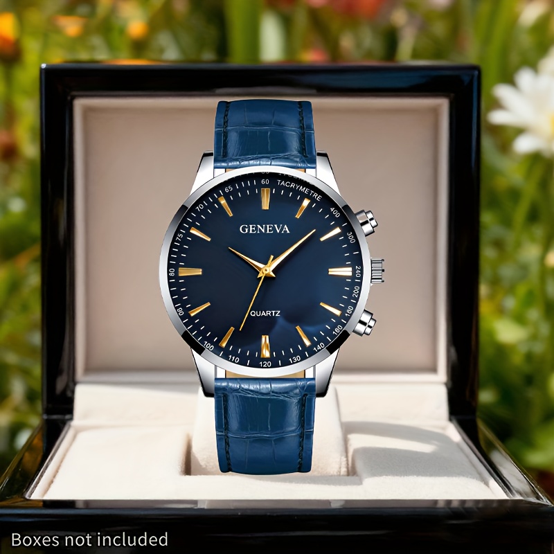 1pc Vintage Men's Faux Leather Strap Quartz Watch, Featuring Round Dial With Engraved , A Button Cell Battery. Its Casual Yet Professional Makes It Suitable For Occasions. An Ideal Gift