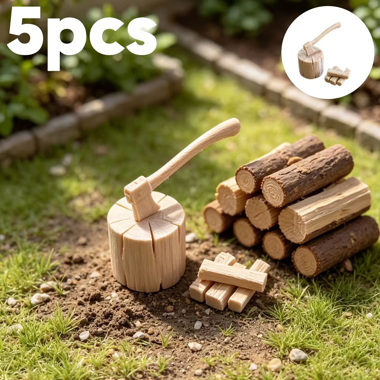TEMU 5pcs, Ensemble d'ornements de modèle de en plastique pour maison de poupée créative (comprenant 1 modèle de et 4 blocs de bois en plastique),