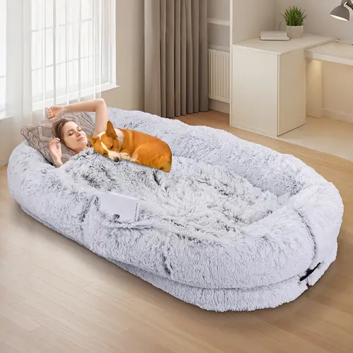 human dog bed 71 12 size and pets washable fur dog bed for people off napping orthopedic dog bed present plump pillow blanket strap