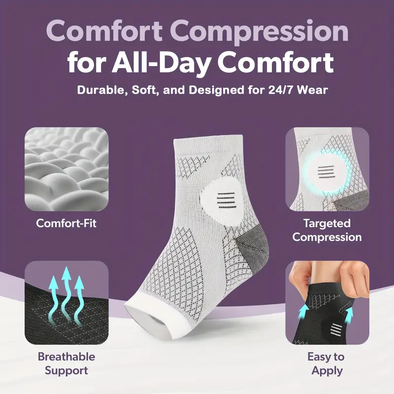 premium ankle compression socks compression sleeves with arch and ankle support open toe design neuropathy socks elastic brace for daily wearing and outdoor activities Product details 5