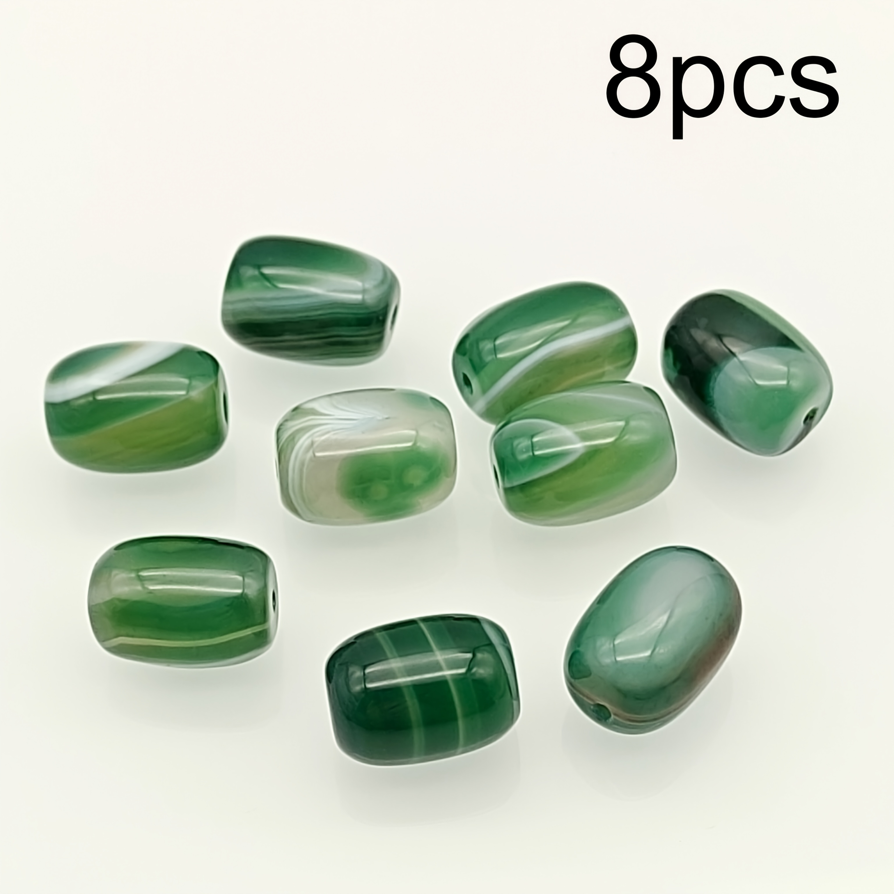 E-shop 14 mm natürliche grüne Achatstein-Perlen – Tonnenperlen geeignet für DIY-Schmuckherstellung, glatte runde Perlen für Ohrring-Anhänger,