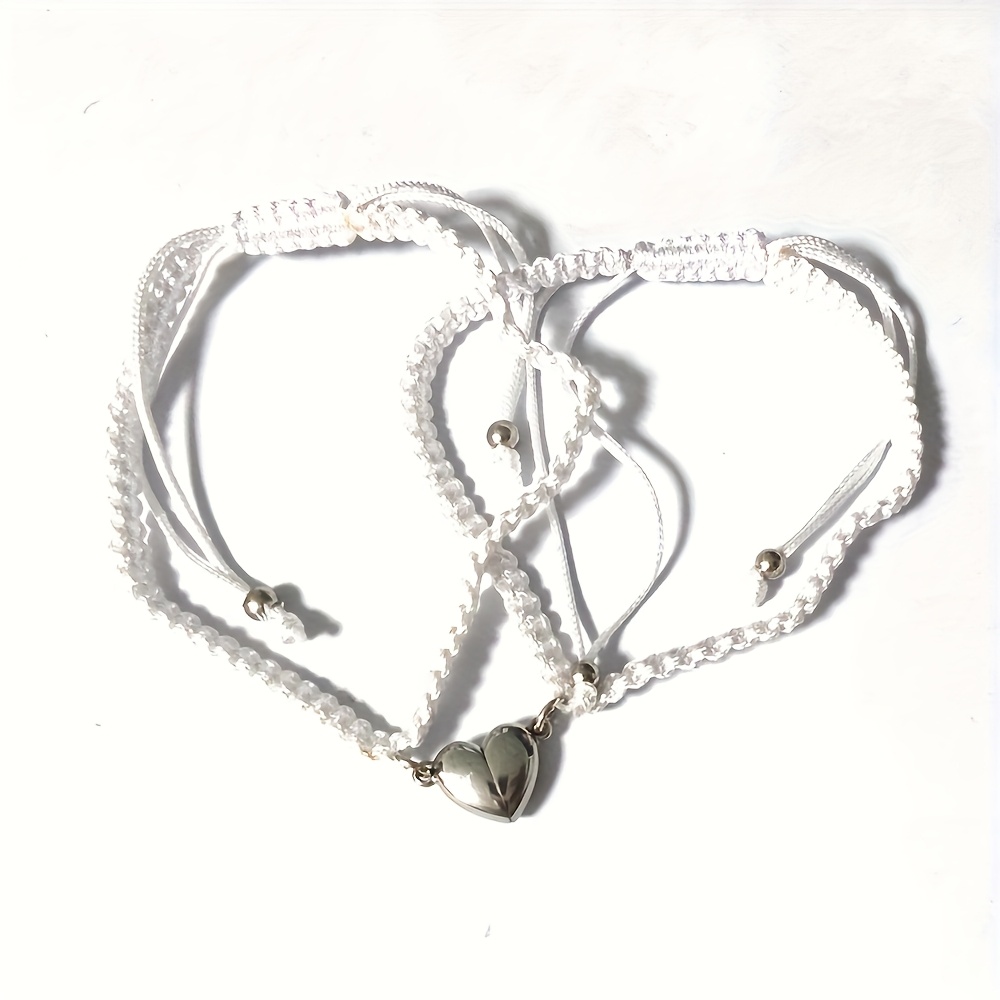 2pcs Personalized Initial Couple Bracelets, Adjustable