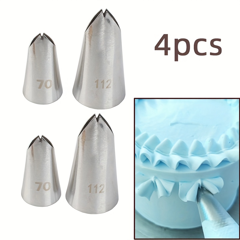 TEMU 4 Pezzi Set di Bocchette per Decorazione Torte, Punte per Piping, Accessori da , Acciaio Inossidabile