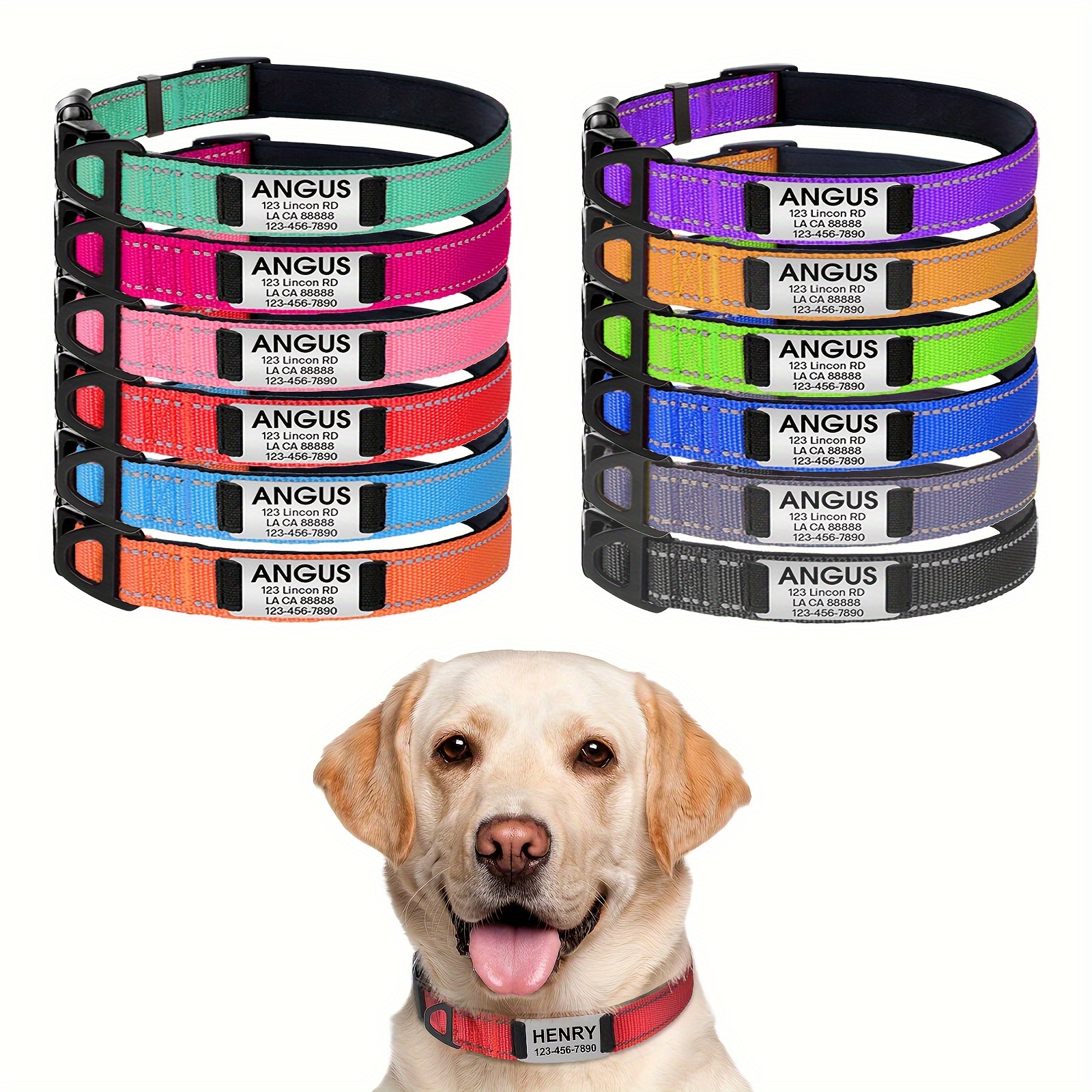 

Dog , Personalized Dog For , Reflective Padded Pet Collars Engraved On Id