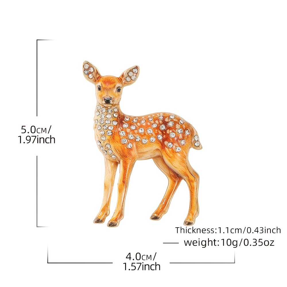 TEMU 1pc Solevdo Enamel Rhinestone Brooch Novelty Deer Animal Lapel Pin For Men And Women, Vintage Elk Crystal Inlaid Jewelry, Unisex Fashion Brooch