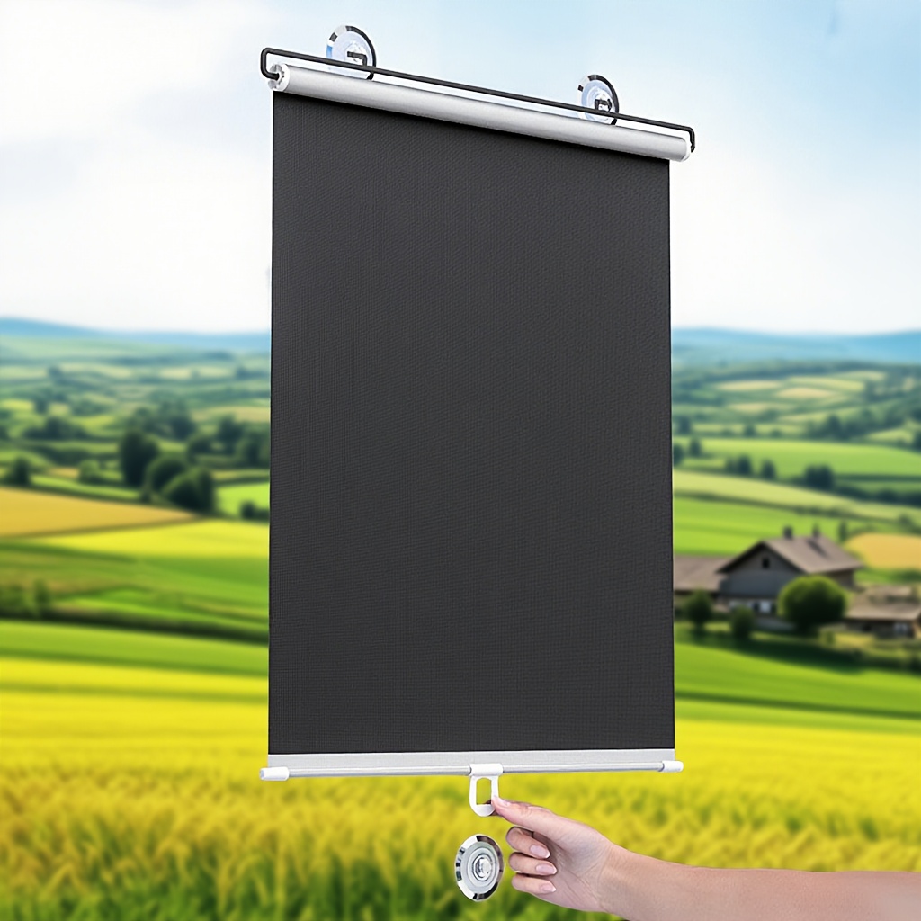 2pcs No-Drill Retractable Blackout Curtains, UV Protection Thermal Insulation Window Shades for Office Balcony Kitchen Use, Privacy and Cooling Decorative Home Accessories