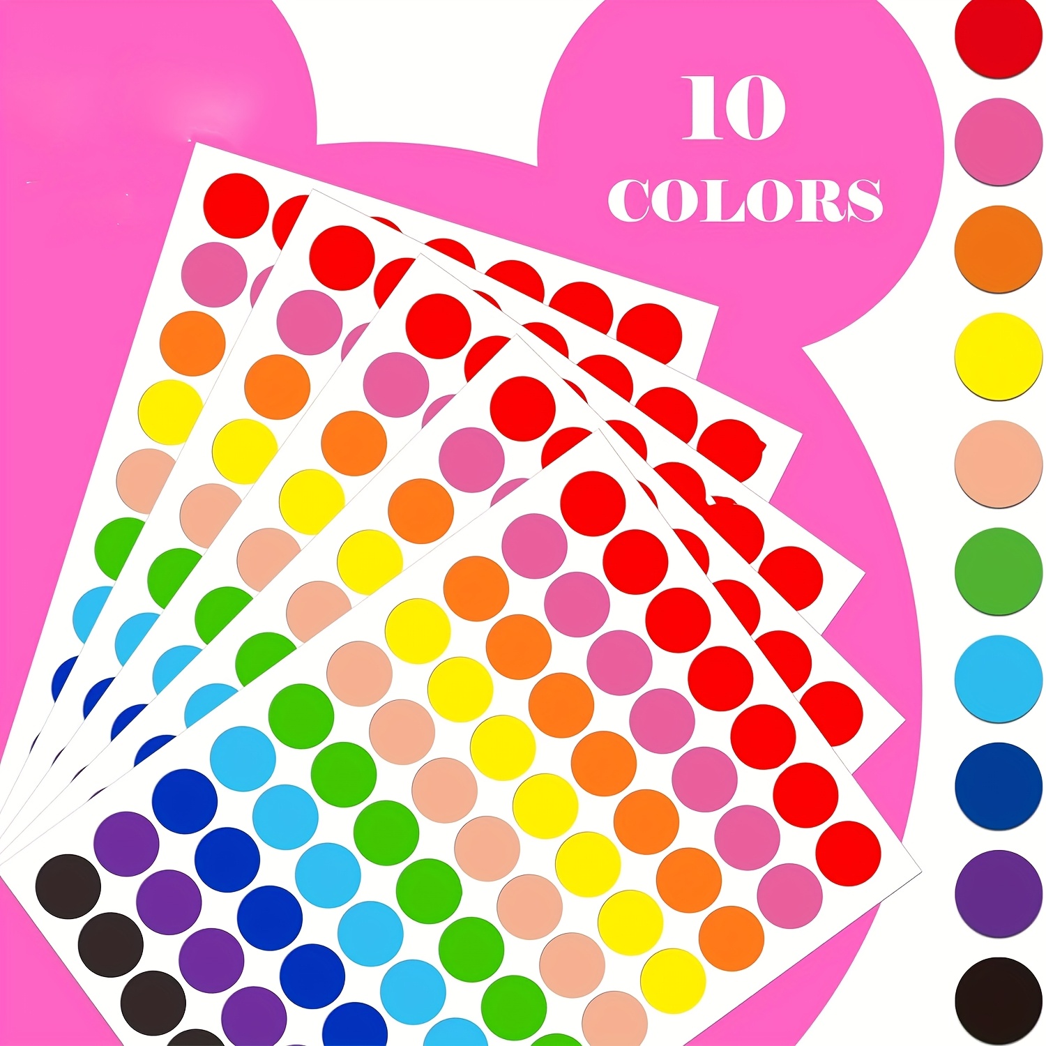 840pcs Colorful Dot Stickers, 3/4" Circle Stickers