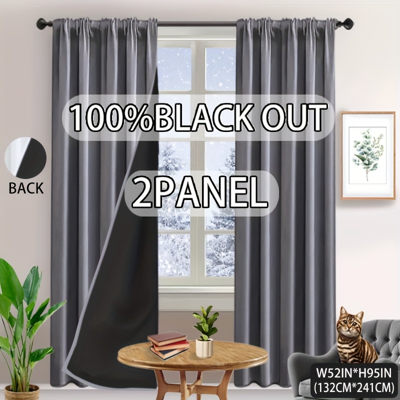 E-shop 2 Paneele, 100% Verdunkelung, Wärmeisolierung, Privatsphäre, Schalldämmende Vorhänge, Uni-Farbe mit laminierter Auskleidung, Leichtgewicht,
