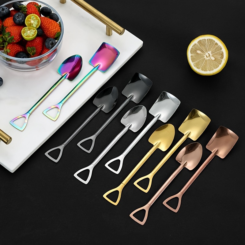 12pcs stainless steel shovel spoons set vintage style for desserts coffee ice cream for home kitchen restaurant use details 0