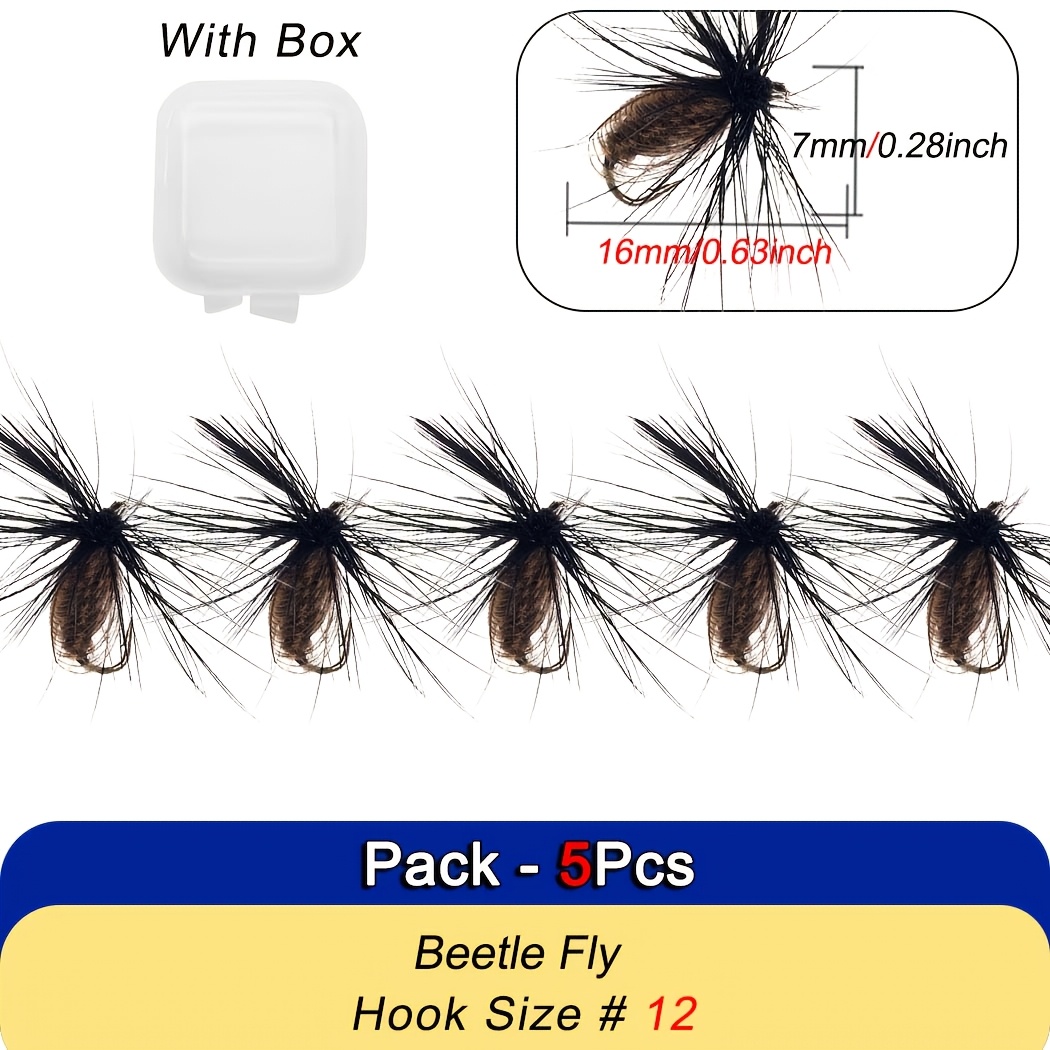 TEMU 5/10pcs Artificial Black Flyfishing Lures Bait Dry/wet Flies Fishing For Trout Lure Bait Material Artificial Feather&rayon