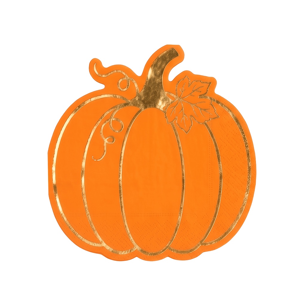 TEMU 16-48 tovaglioli a forma di zucca dorati, fazzoletti usa e getta arancioni a forma di zucca, tovaglioli per ospiti decorativi autunnali, per il