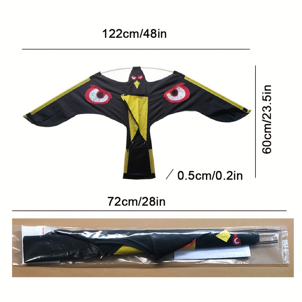 TEMU Large-scale Bird Crowns - Eagle & Kite Deterrent With Realistic , Black/yellow/white/ - Wind- Pest Control For Farms, Gardens, , Pools - Bird