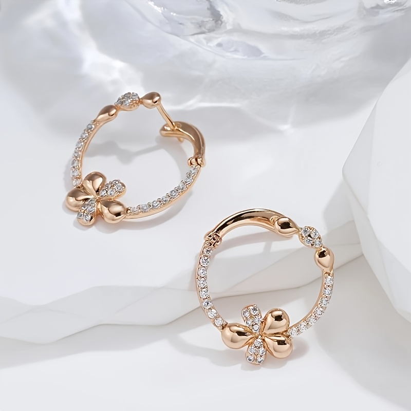 Women's Elegant Floral Hoop Earrings for Weddings and Parties