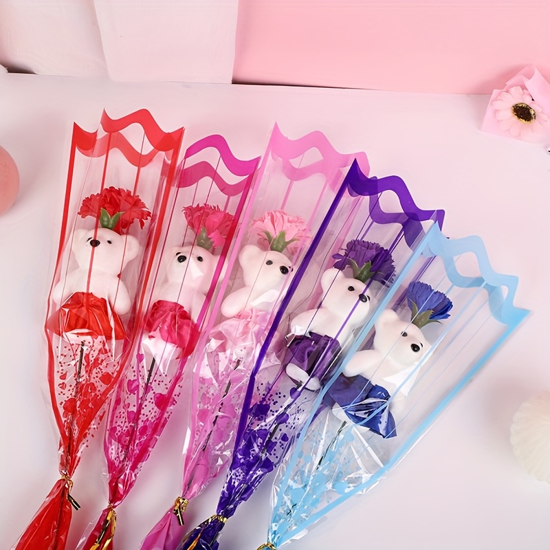15pcs Mixed Color Teddy Bear Soap Flower Bouquets