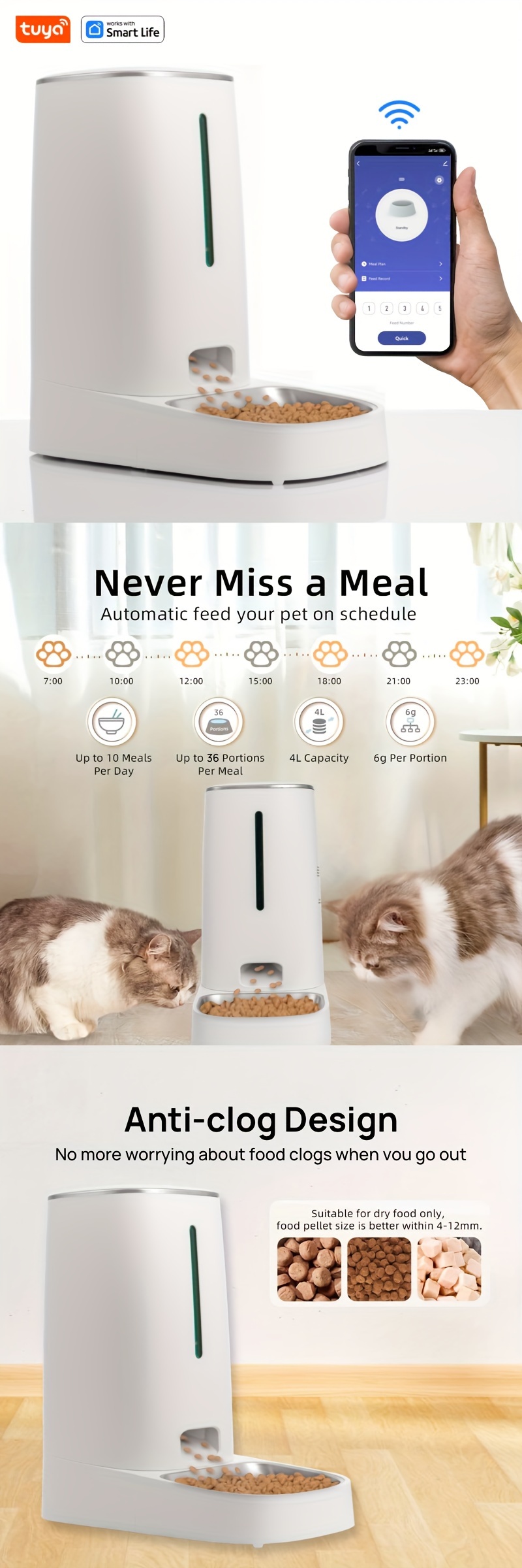 smart automatic pet feeder cats remote control wifi Temu