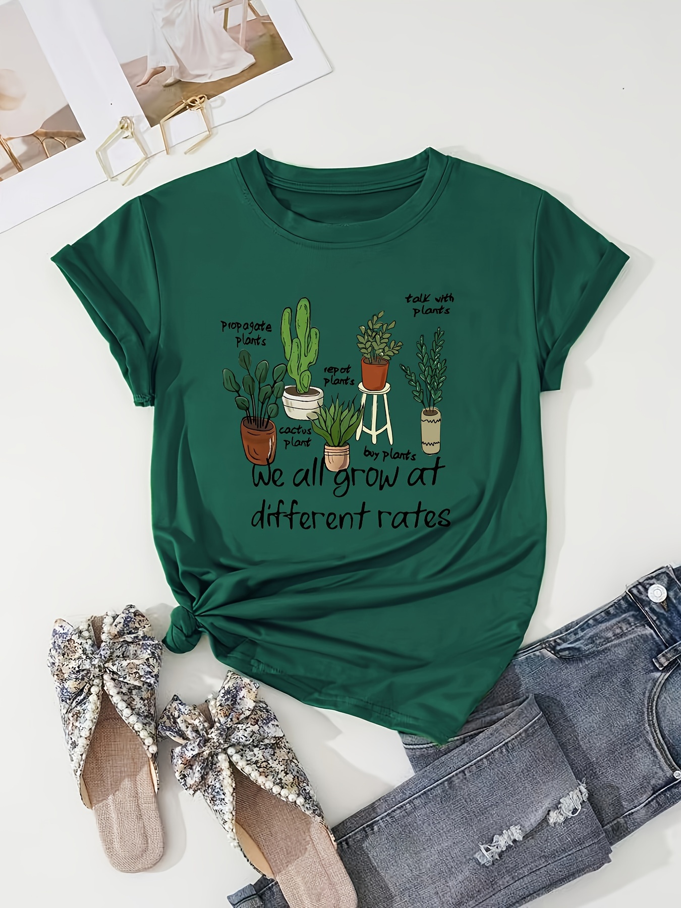 kaktus print t shirt rundhalsausschnitt lssiges kurzarm t - Temu Luxembourg