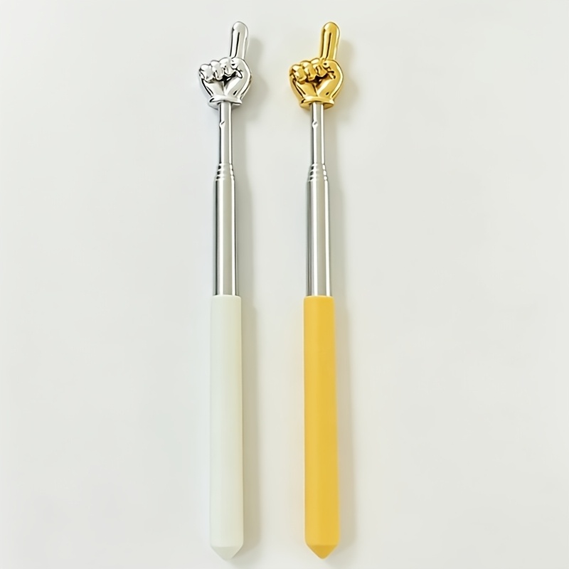 TEMU And Silvery Dual-color Extendable Teaching Rod. The Stainless Steel Shaft Extended And Retracted, Making Storage Extremely Convenient. -slip
