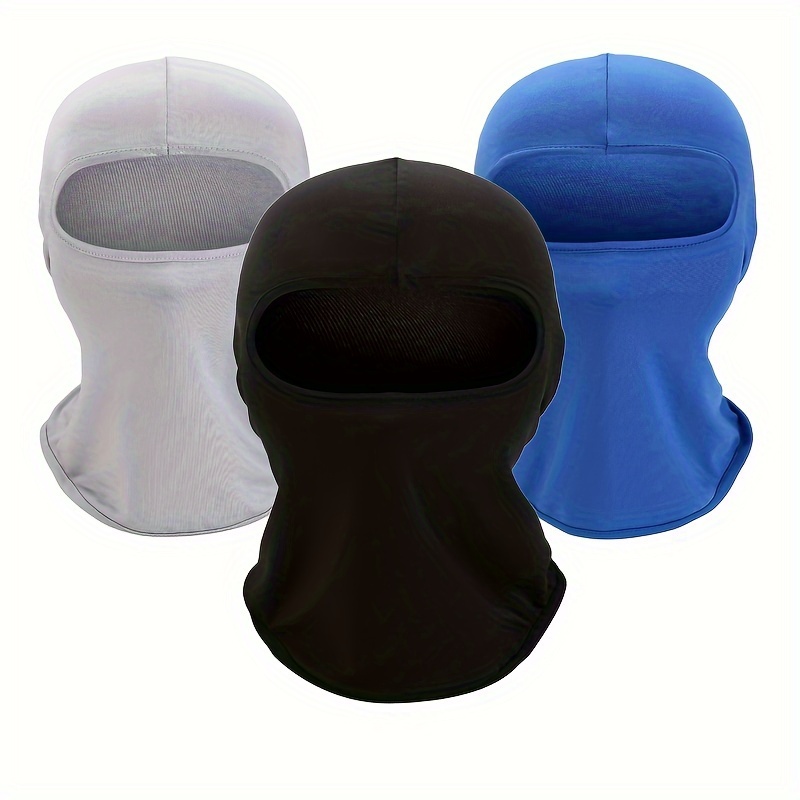 TEMU 3pcs Breathable Black Balaclava Mask Scarf - Protection And Summer Cooling For Bike Riding, Motorcycle, Skiing