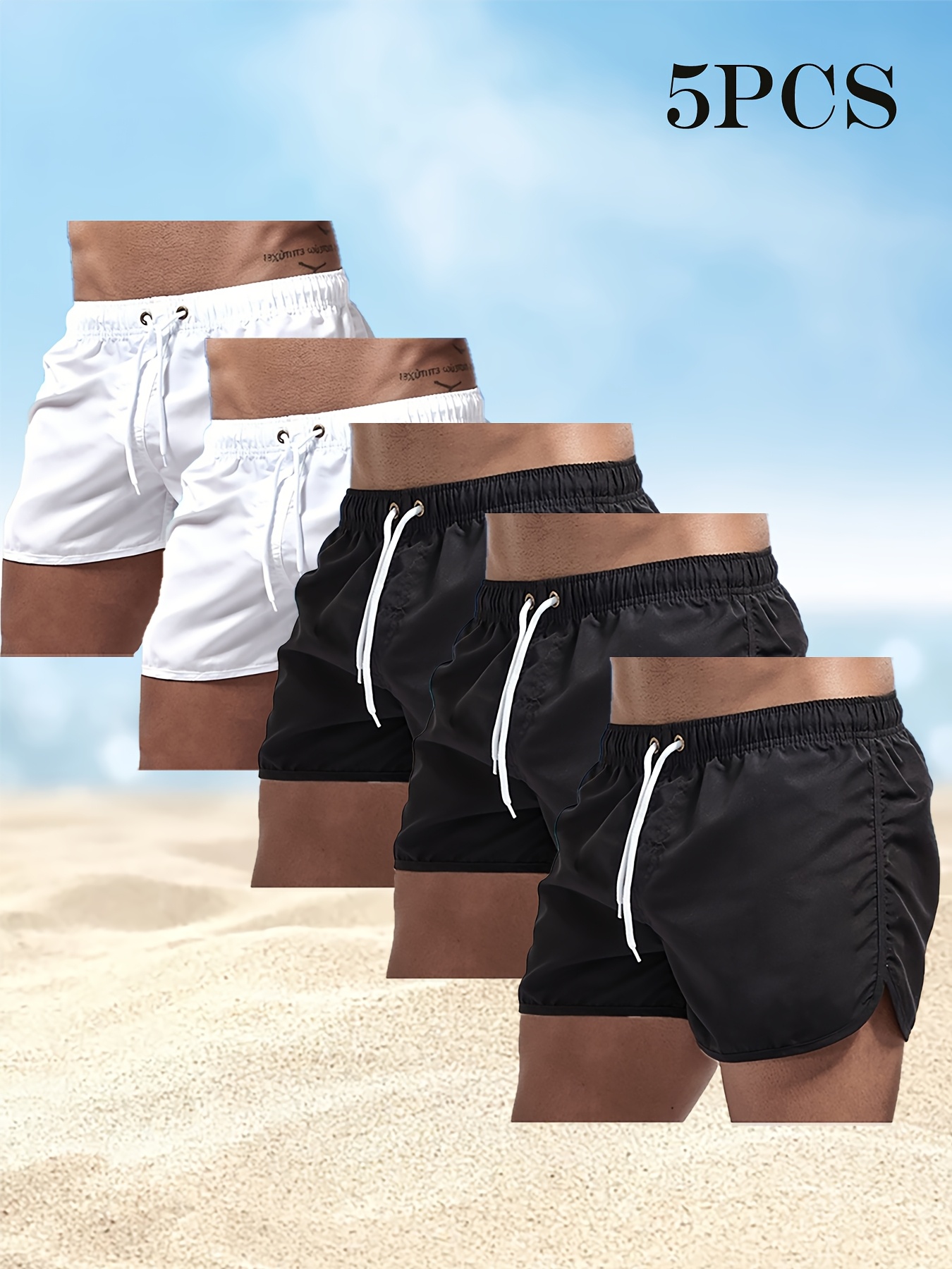 Men's Quick-Dry Board Shorts with Pockets & Drawstring