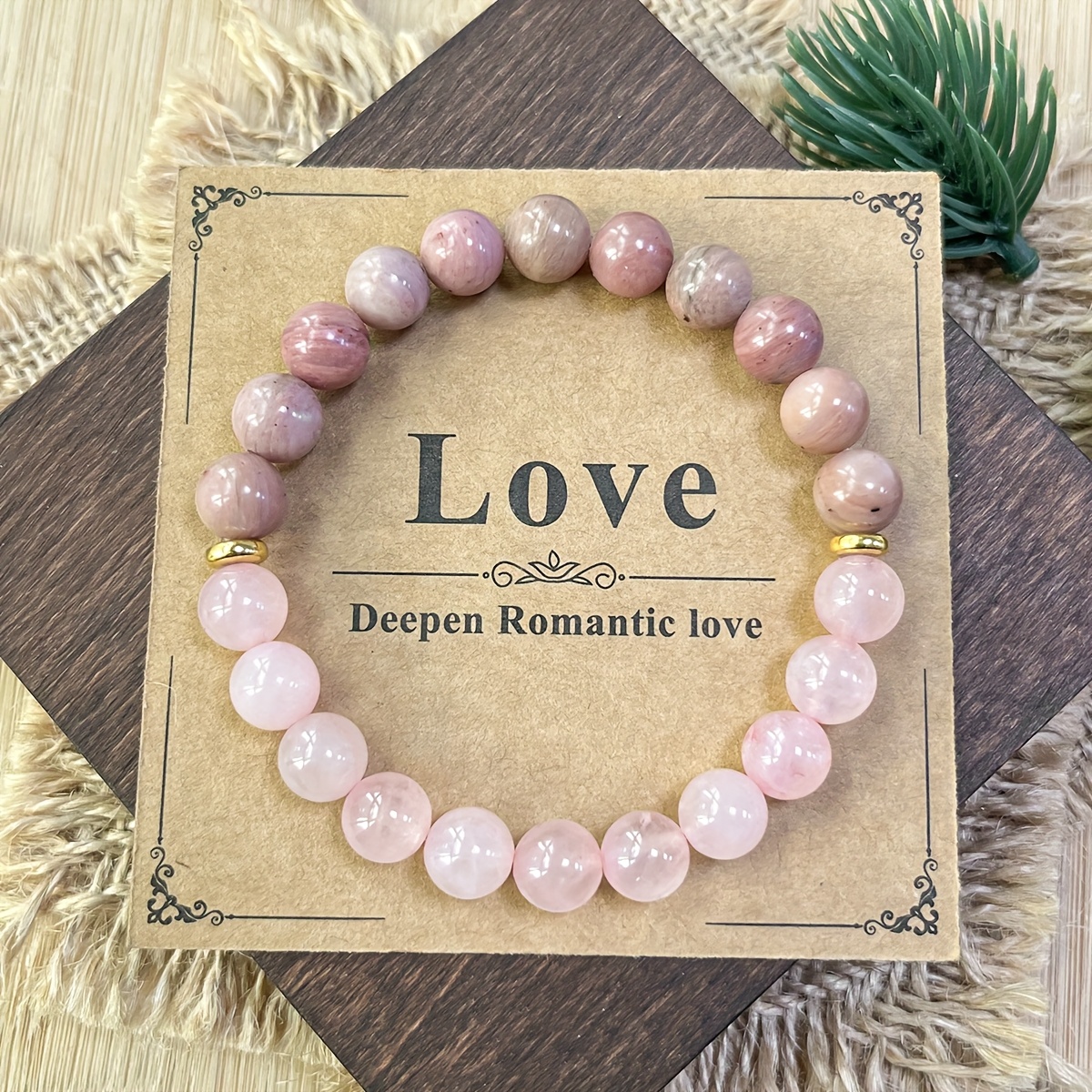 E-shop -Armband 8mm Natürlicher Rosenquarz & Handgefertigte Perlen Naturstein-Armband - Manifestation der Liebe Bohemian Damenmode Schmuck Accessoires