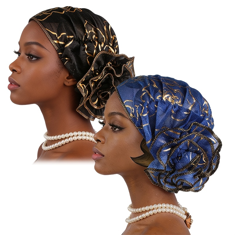 TEMU Ensemble de 2 pièces : Foulard-chapeau floral en dentelle à , musulman, Bonnet -chute de cheveux