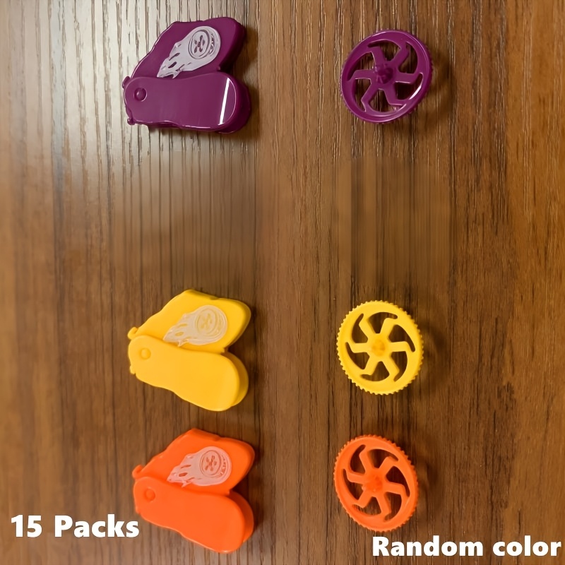 TEMU Fun 30pcs Set, V-shaped Colorful Spinning Press-and-spin , Includes 15 Launchers + 15 Tops, Random Colors, Fingertip Spinning Top Pk Kids' Toys,