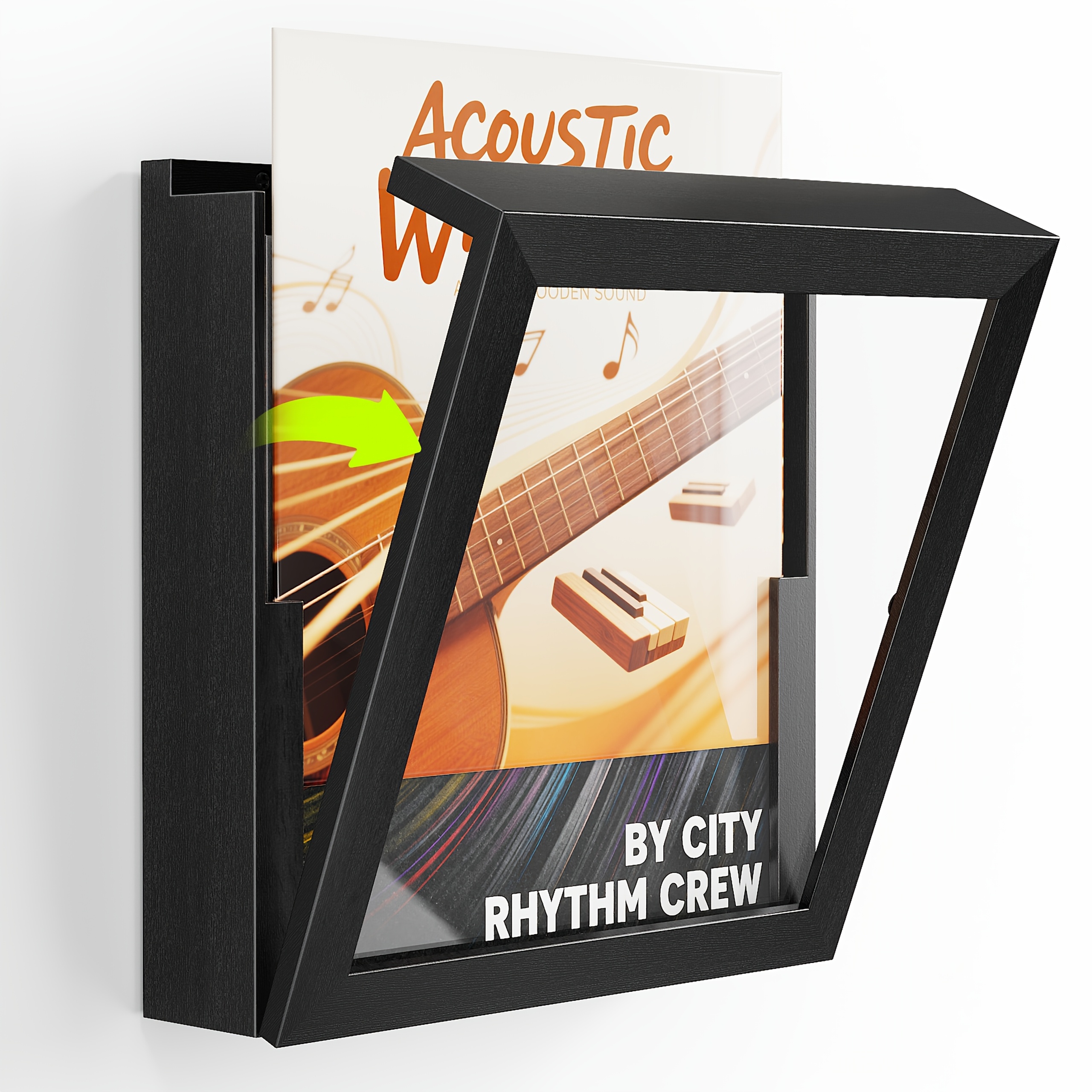 TEMU 1pc/2pcs Vinyl Record Frames For Wall, Wall-mounted Vinyl Record Frames - To 20 Albums, Album Frames For 12x12 Inch Lp Album Covers