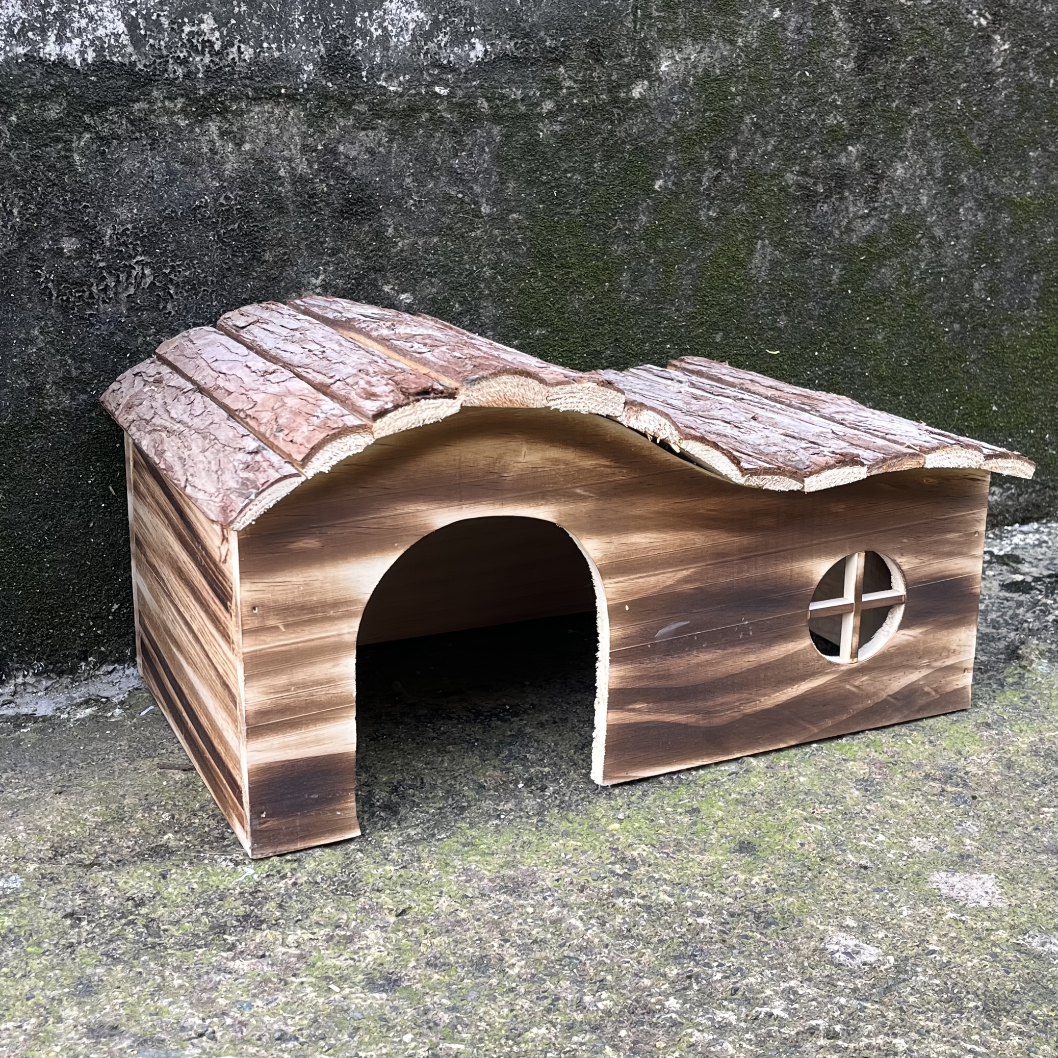 Image of Wood Small Animal House Suitable For , Hedgehogs, Hamsters - Rustic Cedar Wood Habitat With Spacious Cage, Durable Outdoor/ Pet House