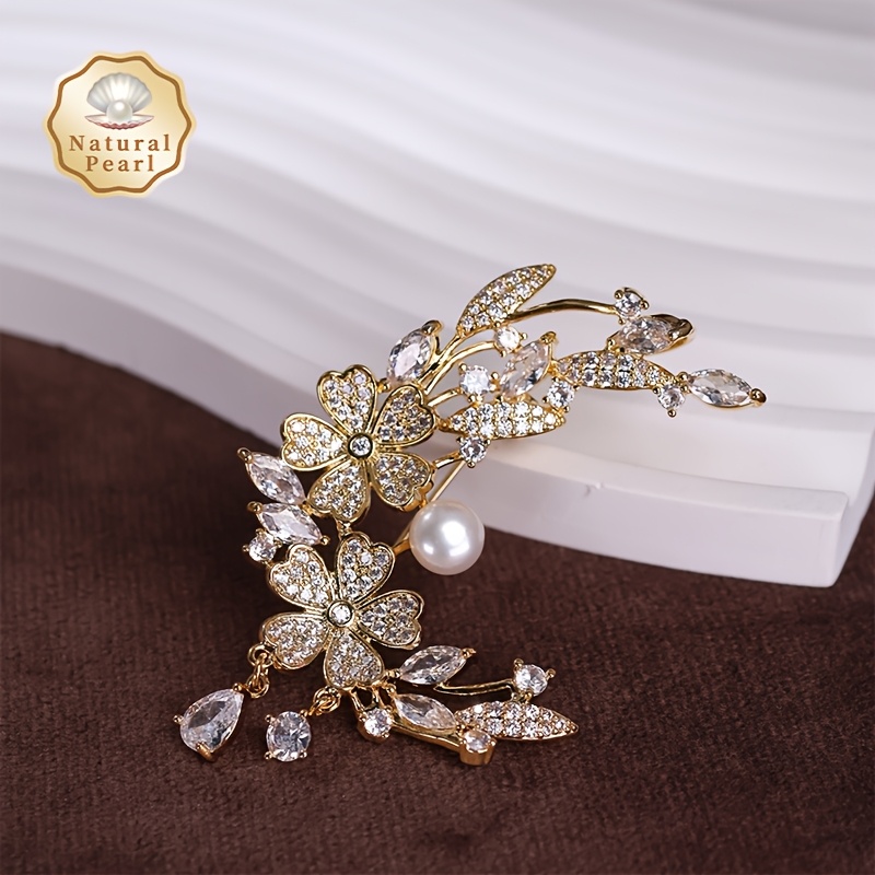Pearl Brooch in Gift Box, Natural Freshwater Design