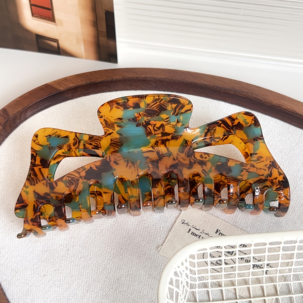 TEMU 1pc Of Retro Amber Gradient Hair Clip, Large Size With An Acetate Texture, Extra-large Size, Easily Holds Thick And Hair Up, Suitable For