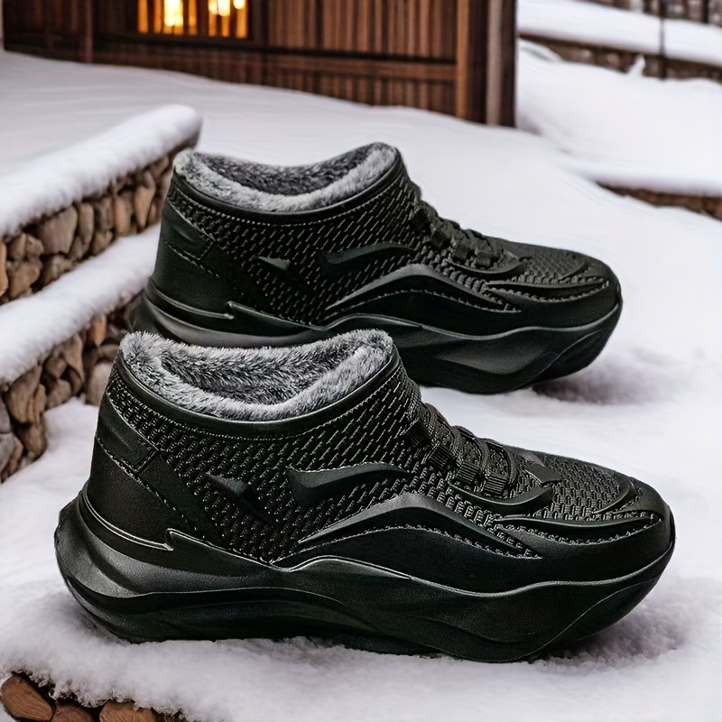 TEMU Winter Fleece-lined New Shoes, Outerwear -one Fleece-lined Men's Shoes, Fleece-lined Dad Shoes, Fleece-lined Thick Indoor Outdoor -one Men's