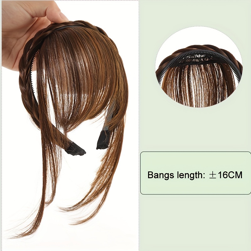 womens synthetic straight hair bangs with braided headband fashion hairpiece extension universal     hair accessory details 1