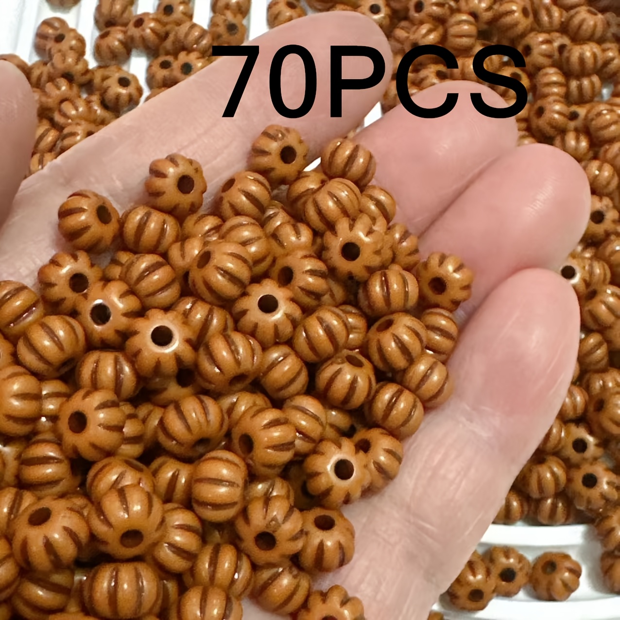 TEMU 70 piezas de cuentas de calabaza bohemias HRWMIF de 7 mm - Forma de calabaza , adecuadas para manualidades DIY, cuentas acrílicas vintage hechas