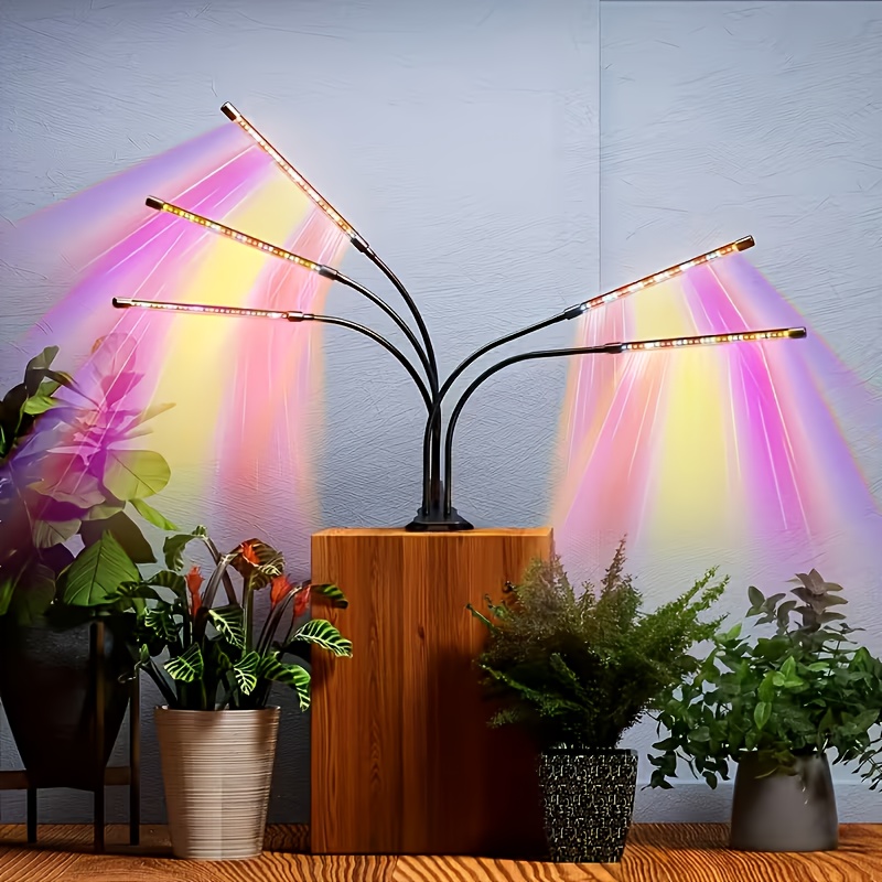 TEMU Présentation d'une lampe de croissance végétale 60W à 1/5 têtes avec trois options de couleur, 120 LED, conçue pour la de plantes d'intérieur.