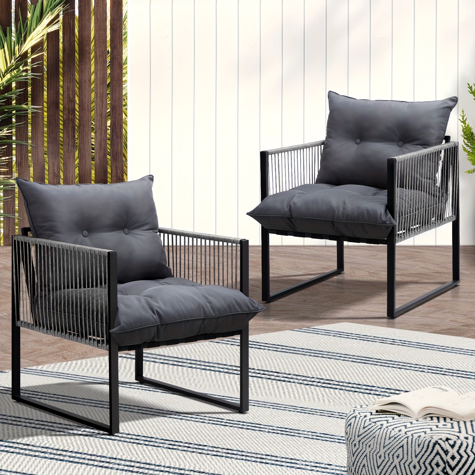 TEMU 2pcs Outdoor Furniture Chairs Garden Patio Garden Lounge Set Pe Wicker