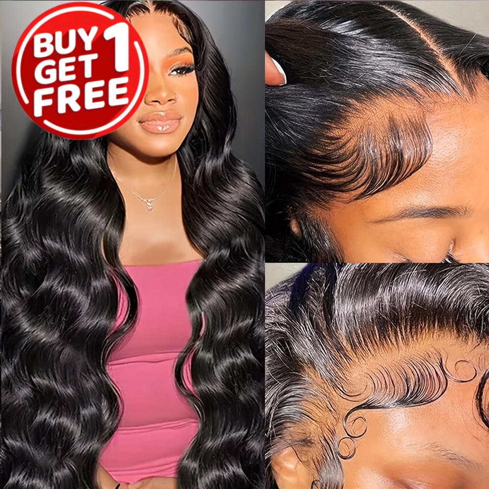 

Buy Get 1 Free 150% Density 13x6 Lace Front Wigs Human Hair Body Wave Lace Front Wigs Pre Plucked With Baby Hair Glueless Human Hair Wigs For Women Hd Transparent Lace Frontal Wigs Natural Black