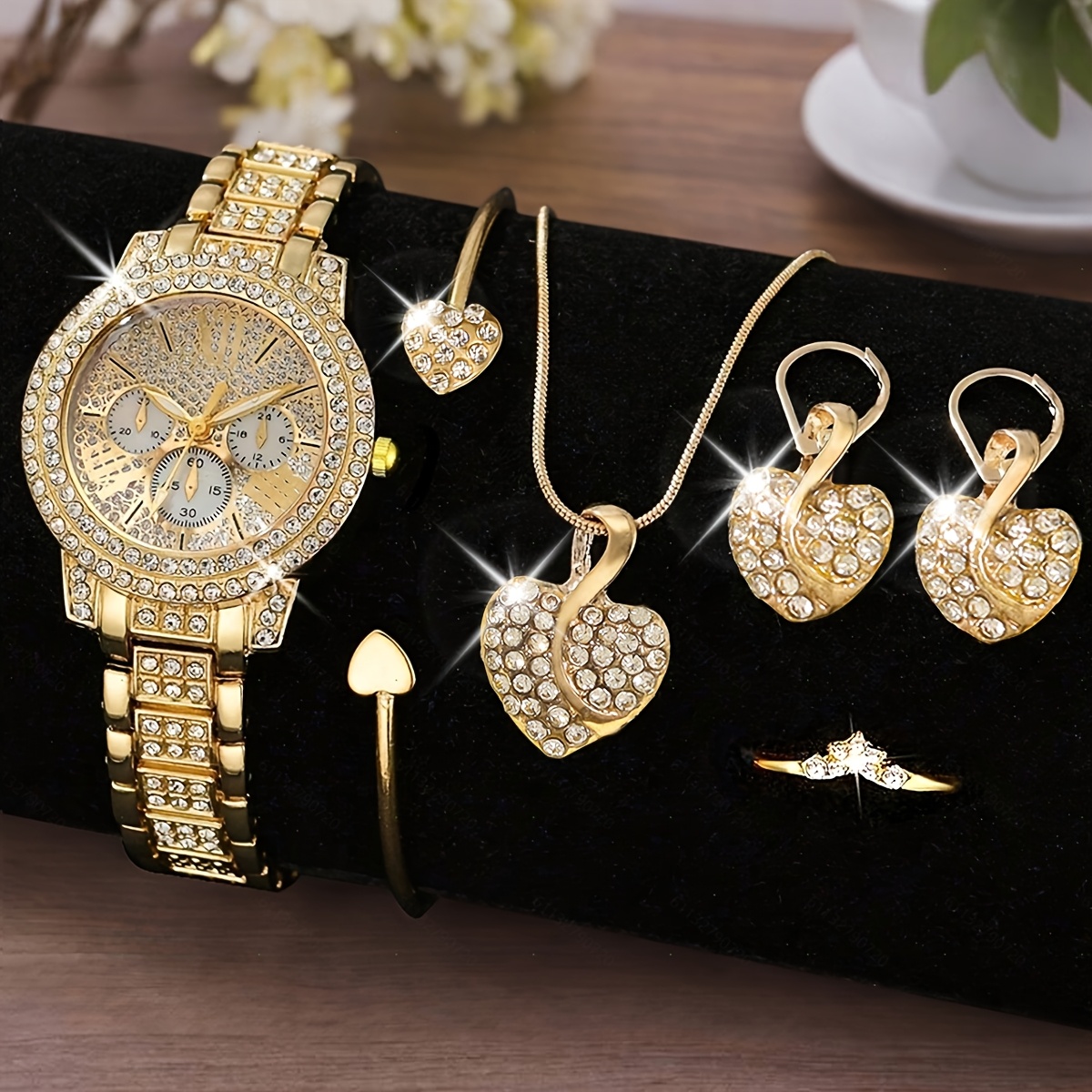6pcs luxury womens quartz watch set sparkling strap dial - Temu