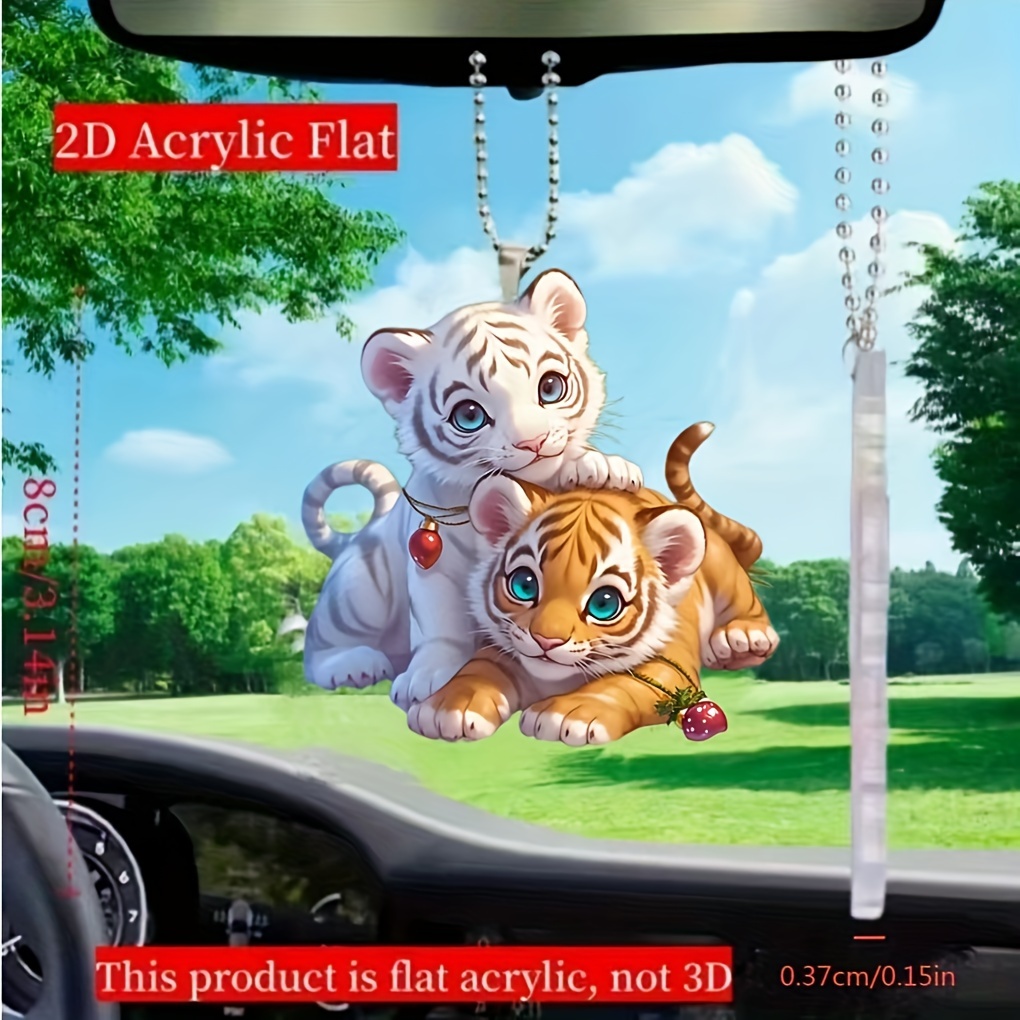 

1pc Tiger & Cat Acrylic Pendant, 2d Flat Car Mirror Charm, Home & Kitchen Decor, Bag & Keychain Accessory, Ideal Gift