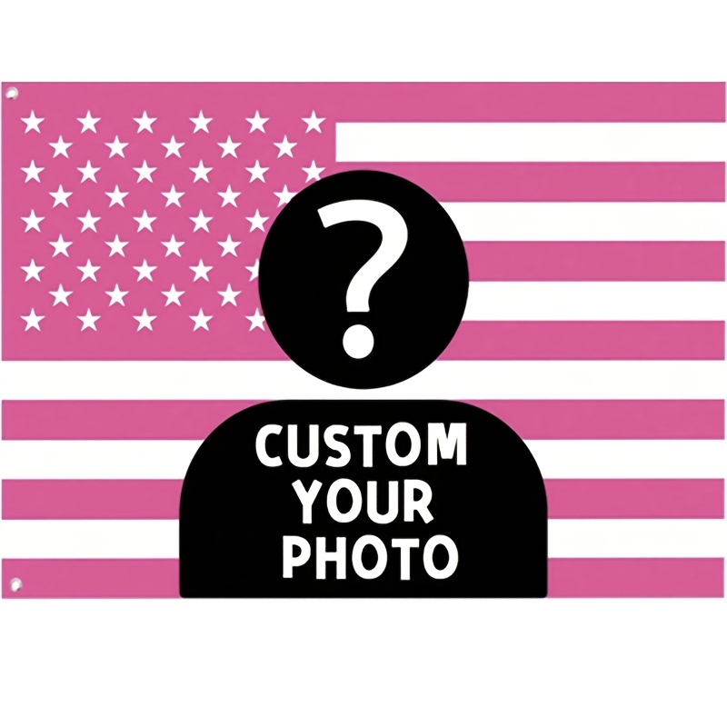 TEMU 1pc Custom Flag, In Pink, Red, And Black, 100g Polyester Material, Single-sided Printing, Customizable With Your Own Image. Ideal For Decorating