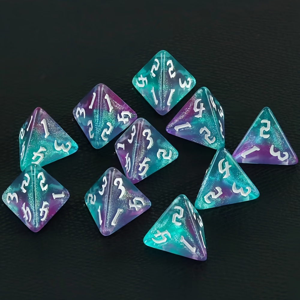 10pcs Nebula Swirl Gradient Color D4 Polyhedral Dice Set