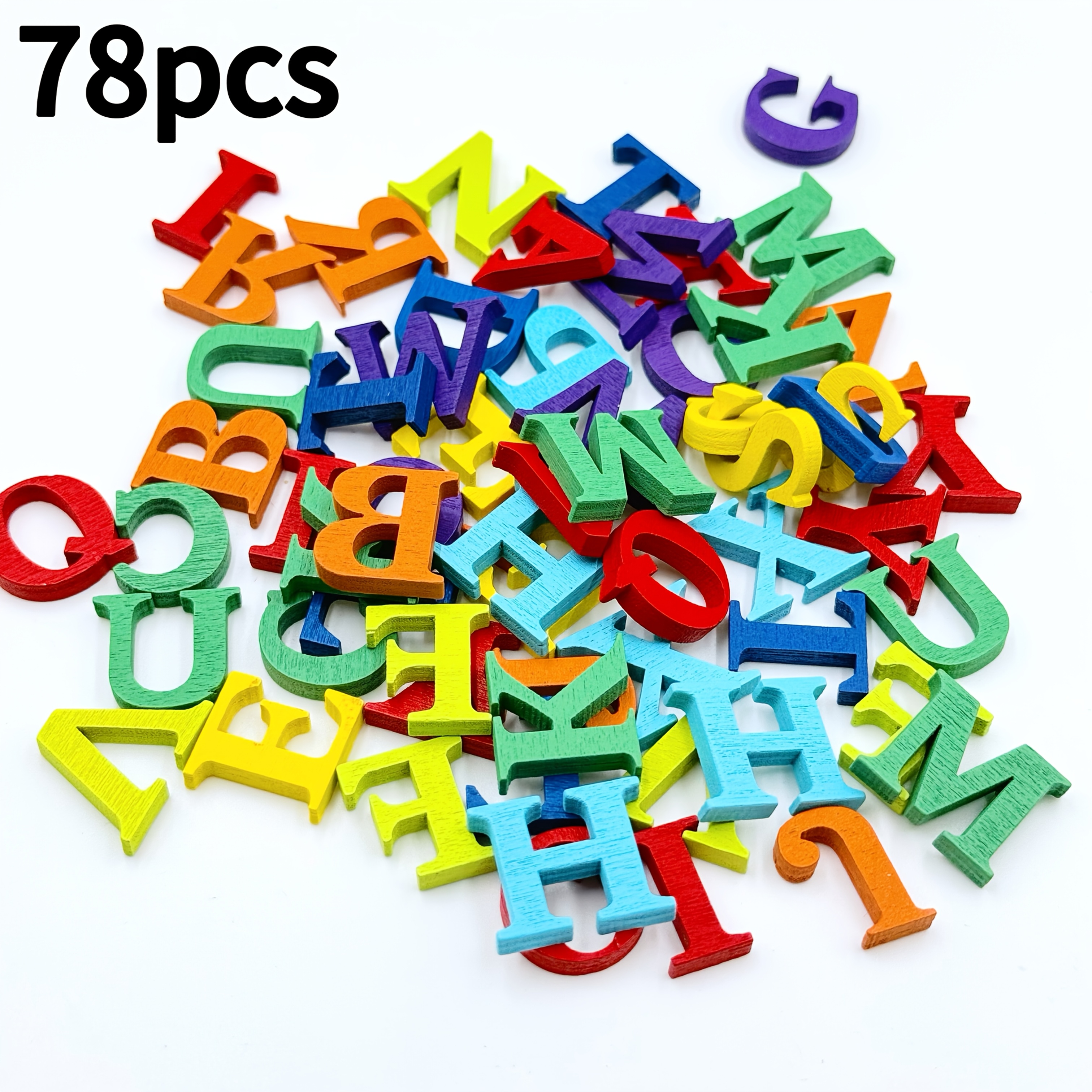 78pcs Per Pack Of Vibrant Wooden Alphabet Shapes, Perfect For Projects, Crafting, And Decorating. Ideal For Scrapbooking, Signage, Room Decor, And Christmas Decorations, Other Uses