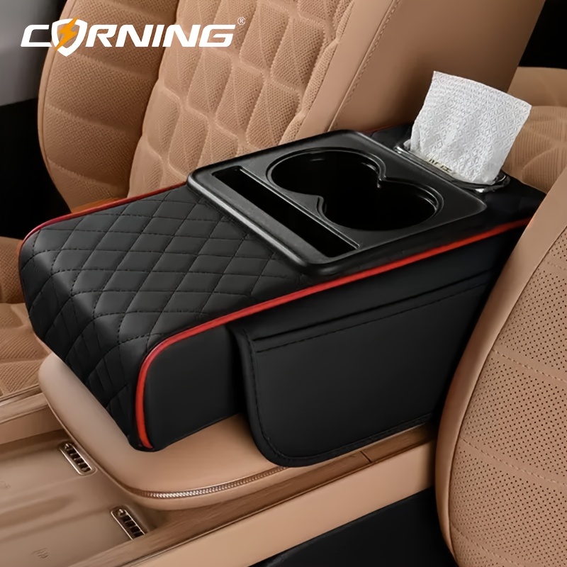 Armrest Box Dual Cup Holder Organizer, 8cm High Multifunctional Car Console Storage Box, Armrest Organizer For Luxury Vehicles