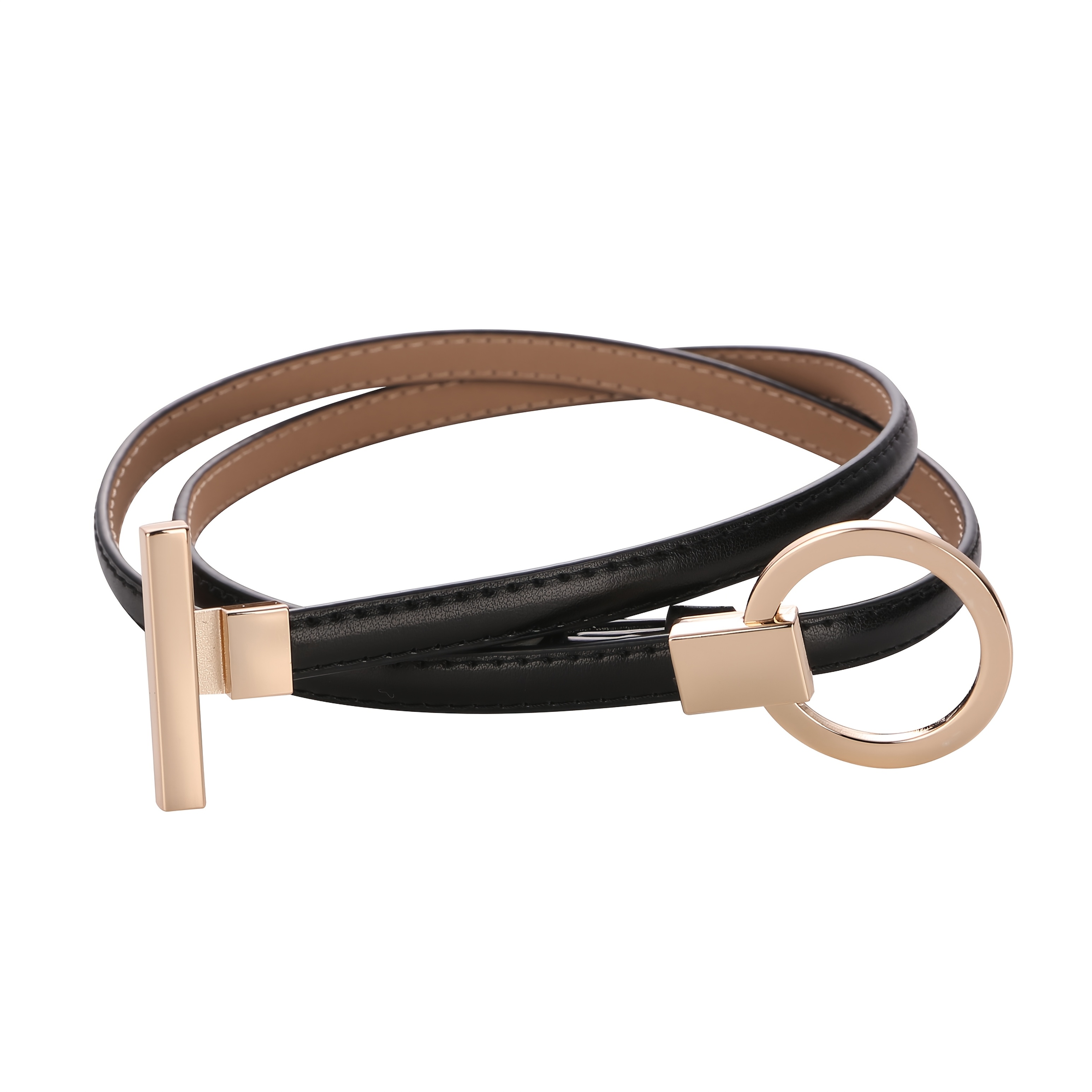 Women's Second Layer Cowhide Thin Waist Belt Punch Free Adjustable Metal Elegant Decorative Accessory For Dresses
