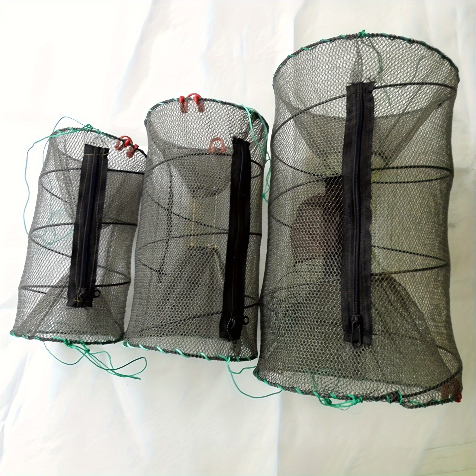 

Fishing Net Mesh Fish Cage Foldable Reusable Fishing Net Universal For All Types Of Fish Rust-proof Floating Basket Net Lobster Shrimp Crayfish Trap Accessories Buckle Color Random