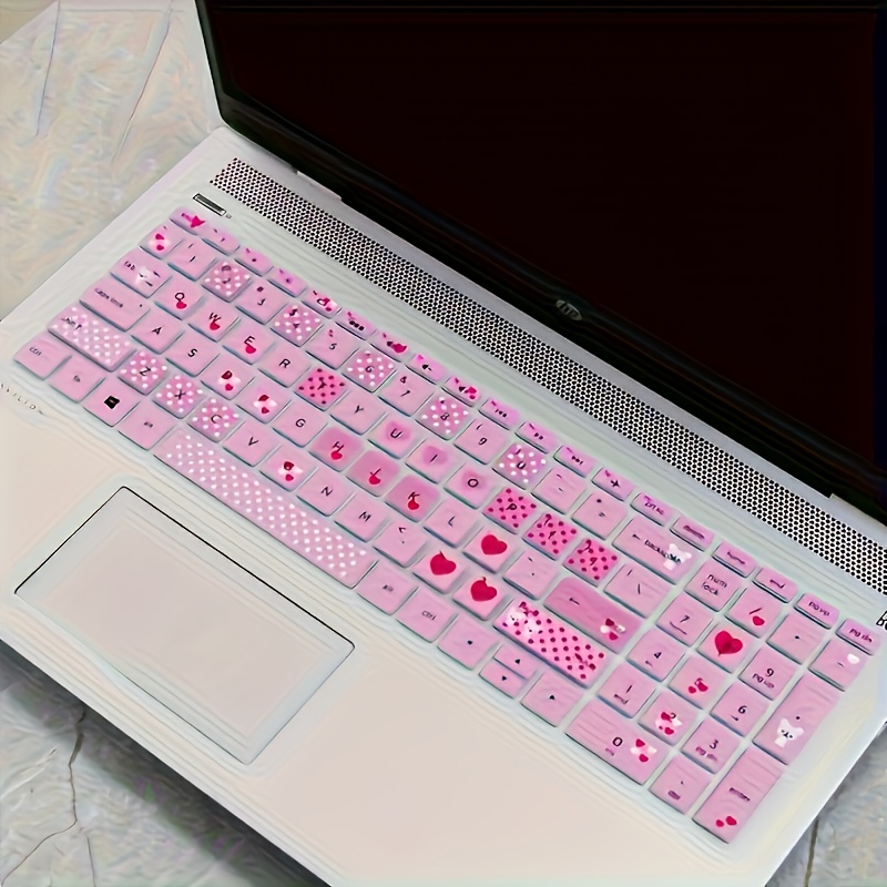 TEMU Protecteur de clavier imperméable super avec design ours et cœur, adapté aux ordinateurs portables HP Star 15 - doux, , durable, avec motif de